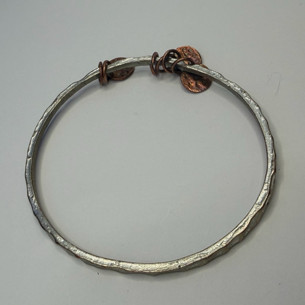 Source Unknown Oxidized Silver-Tone Bangle With C… - image 4